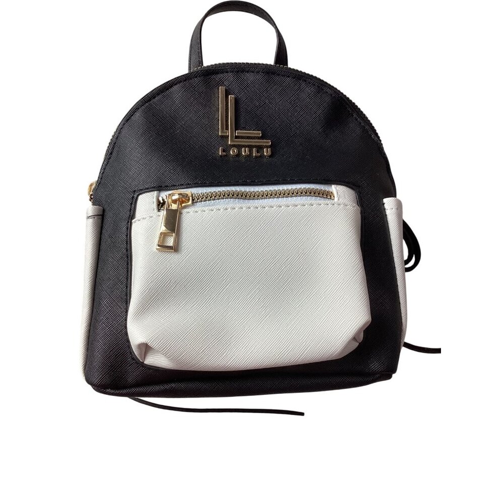 Loulu Black & White Mini Backpack With Gold Accent & Adjustable Straps*NEW